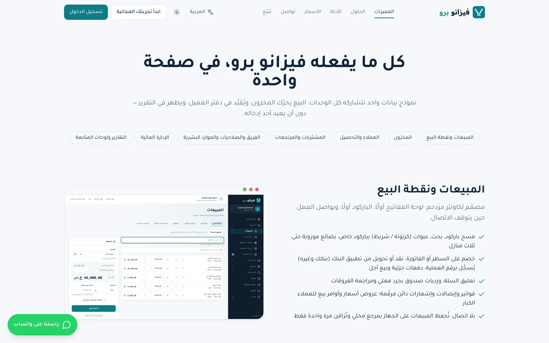 فيزانو برو: المبيعات ونقطة البيع